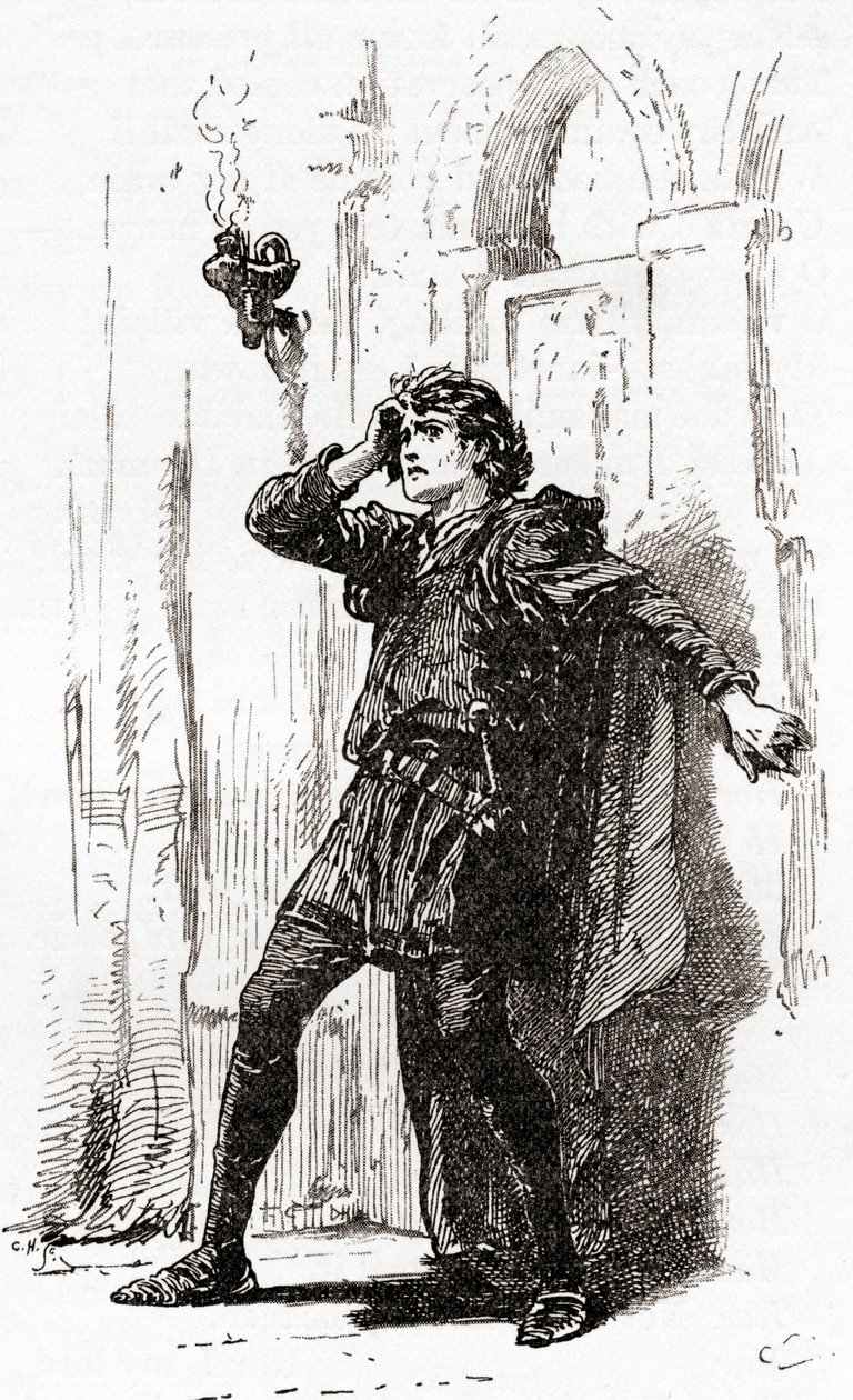 Una scena dal dramma di William Shakespeare Amleto, Atto I, Scena 5 da Gordon Frederick Browne