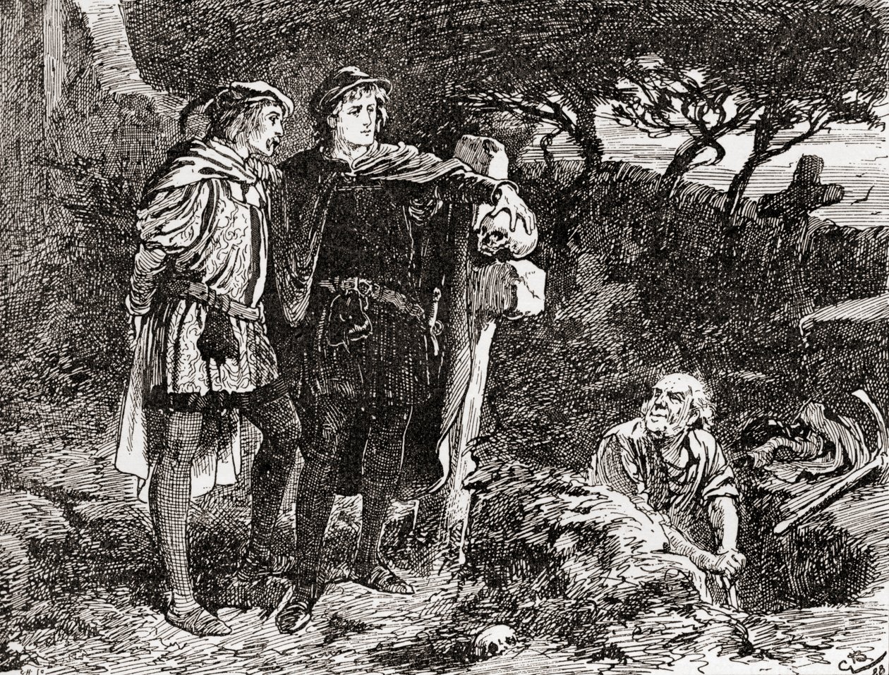 Una scena dal dramma di William Shakespeare Amleto, Atto V, Scena 1 da Gordon Frederick Browne