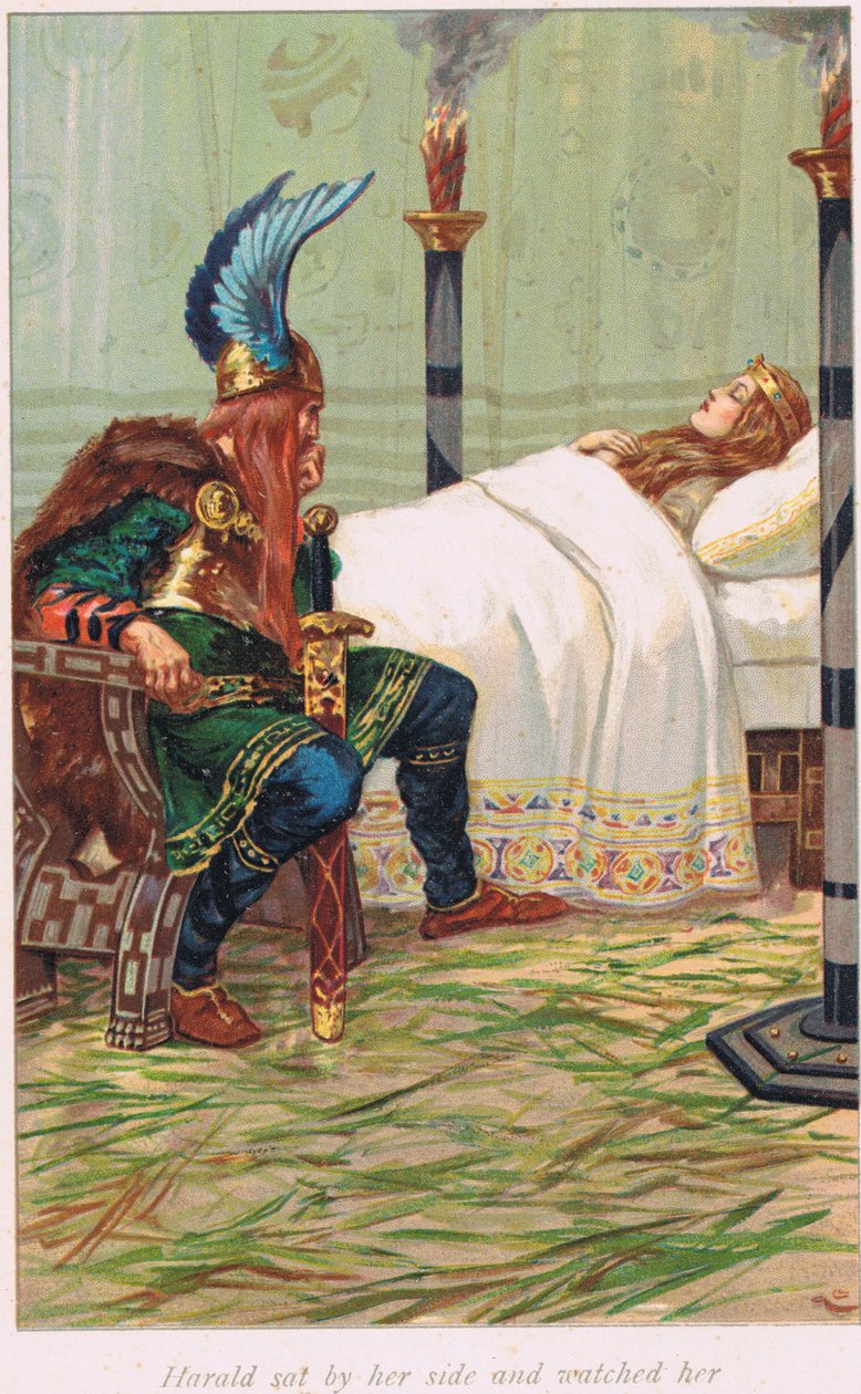 Harald seduto al suo fianco la osservava, illustrazione da 