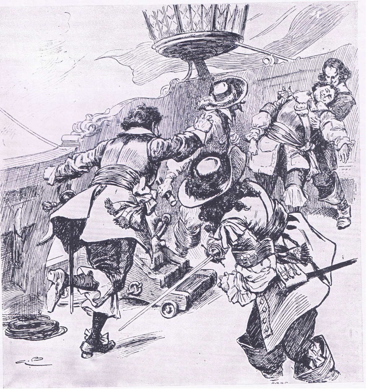 La morte di Von Tromp 31 luglio 1653, illustrazione da British Battles on Land and Sea, 1915 da Gordon Frederick Browne