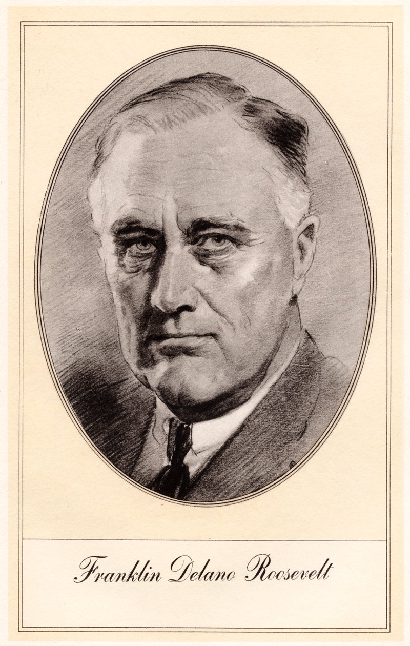 Franklin Delano Roosevelt, 32° Presidente degli Stati Uniti, metà XX secolo da Gordon Ross