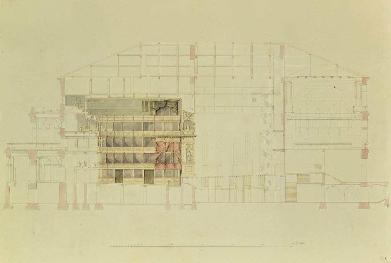 Piano per il Teatro Reale di Dresda, c.1838 da Gottfried Semper
