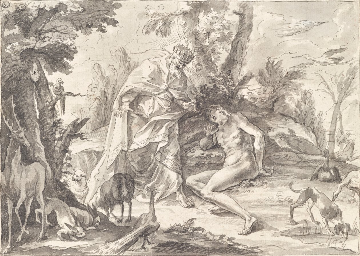 Dio Padre e Adamo in Paradiso da Gottfried Bernhard Götz