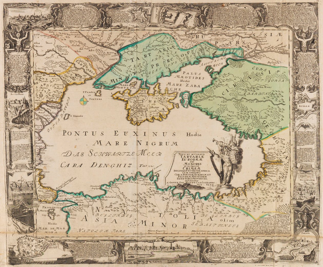 Mappa del Mar Nero e della Crimea, c. 1740 da Gottfried Jacob Haupt