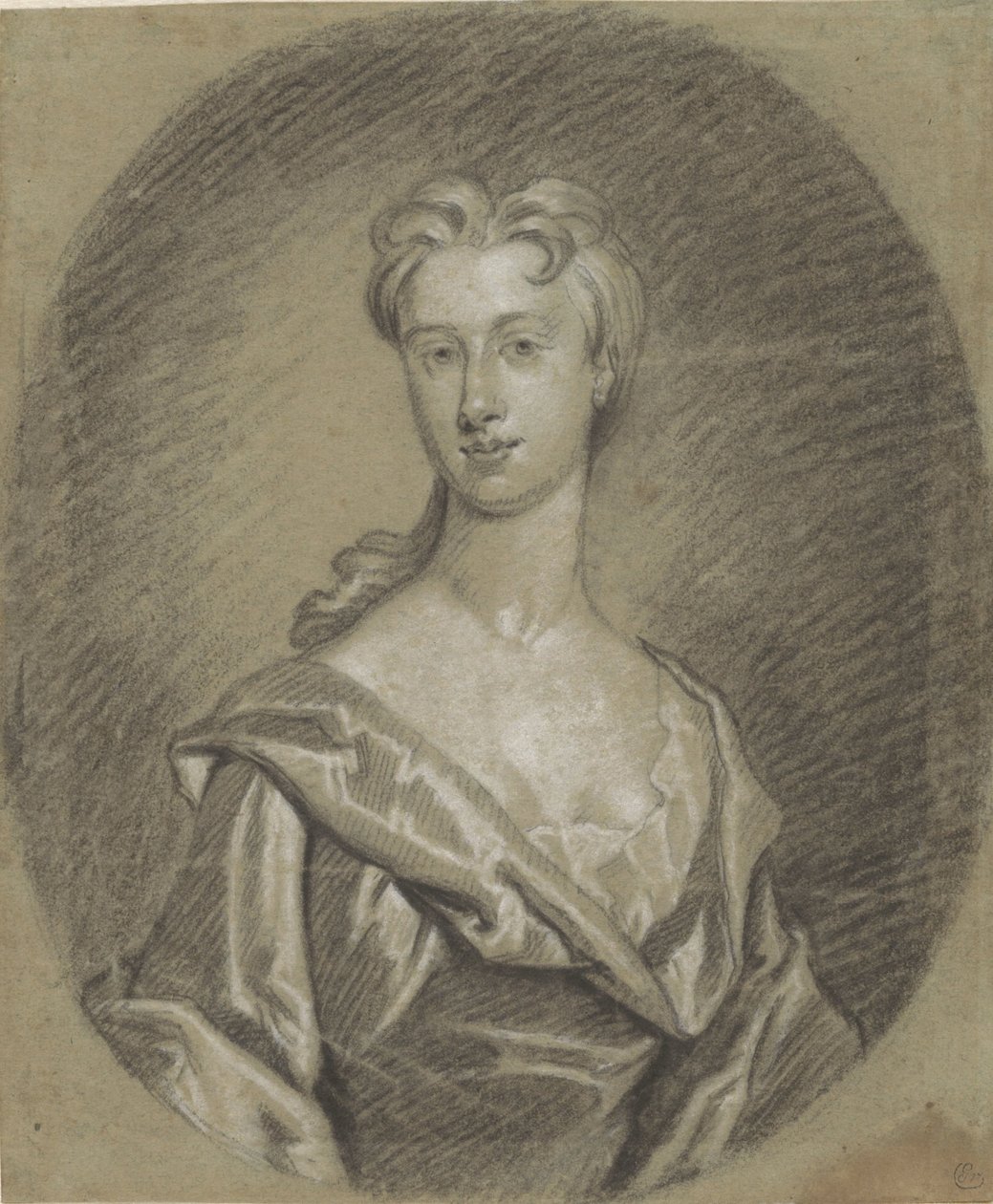 Ritratto di donna, busto, in ovale da Gottfried Kneller