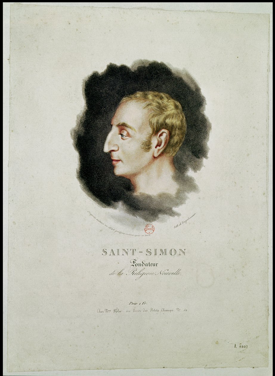 Ritratto di Claude Henri de Rouvroy, Conte Saint-Simon (1760-1825) realizzato poco dopo la sua morte, 1825 da Gottfried or Godefroy Engelmann