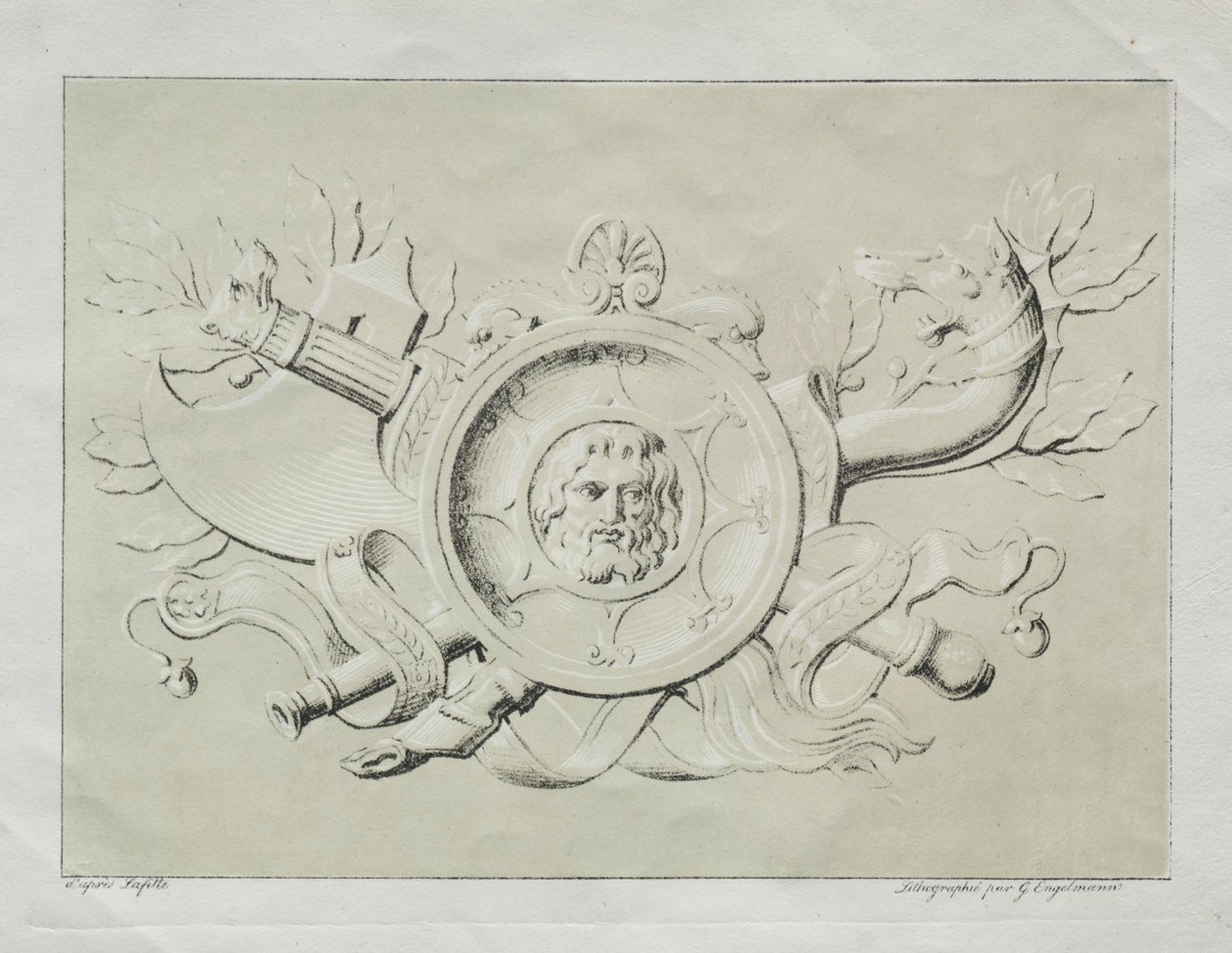Receuil dessais lithographiques: Un trofeo, c. 1816 da Gottfried or Godefroy Engelmann