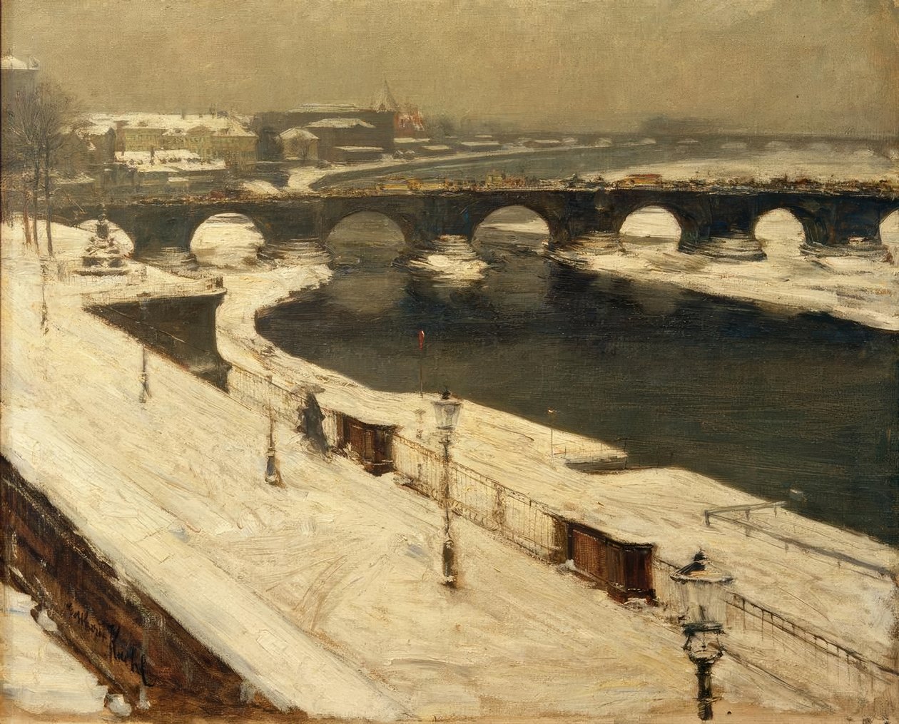 Elba e ponte Augusto in inverno da Gotthardt Johann Kuehl