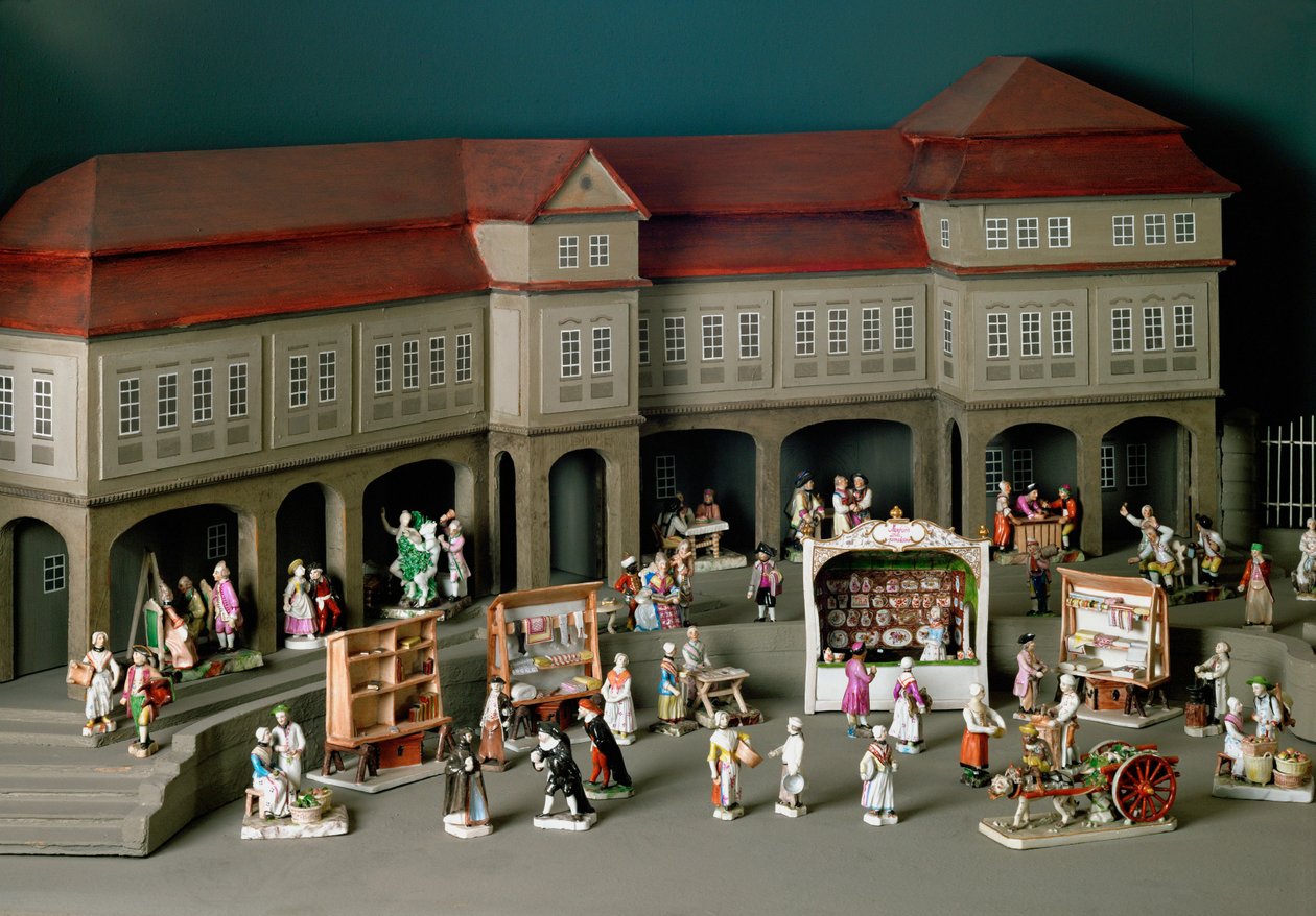 Fiera veneziana, una scena di mercato in ricordo di un viaggio a Venezia intrapreso dal duca Carl Eugen di Wuerttemberg da Gottlieb Friedrich Riedel