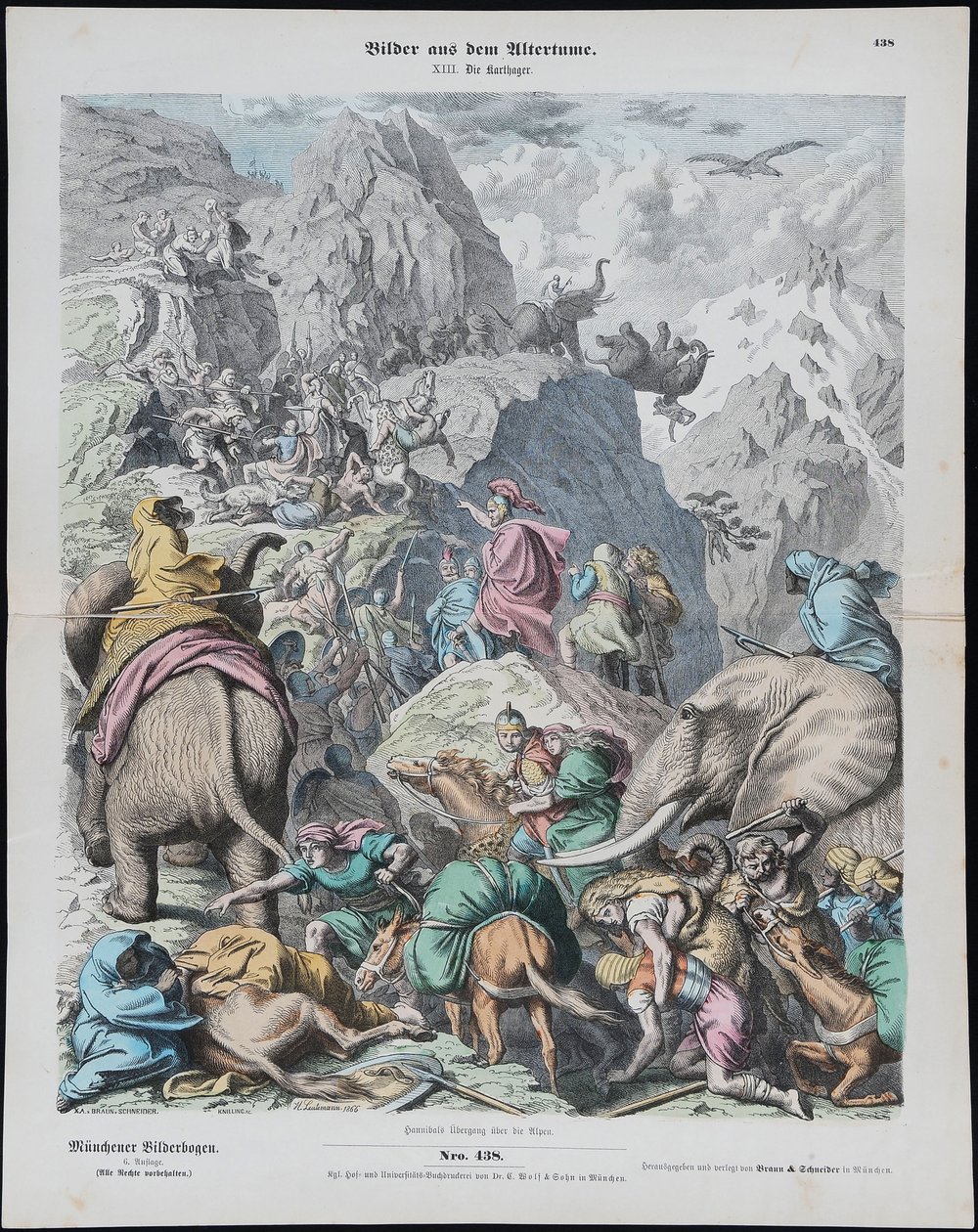 Annibale attraversa le Alpi da Münchener Bilderbogen da Gottlob Heinrich Leutemann