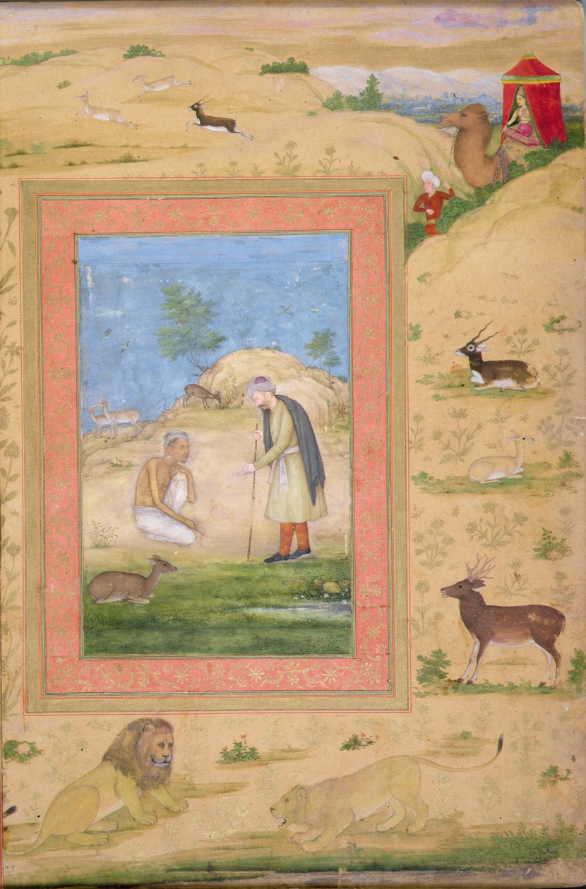 Majnun Si Inginocchia Davanti al Messaggero di Laila, dal Shah Jahan Album da Govardhan attr. to Govardhan attr. to