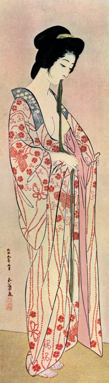 Una donna giapponese che indossa un nagajuban, 1920-1930 da Goyo Hashiguchi