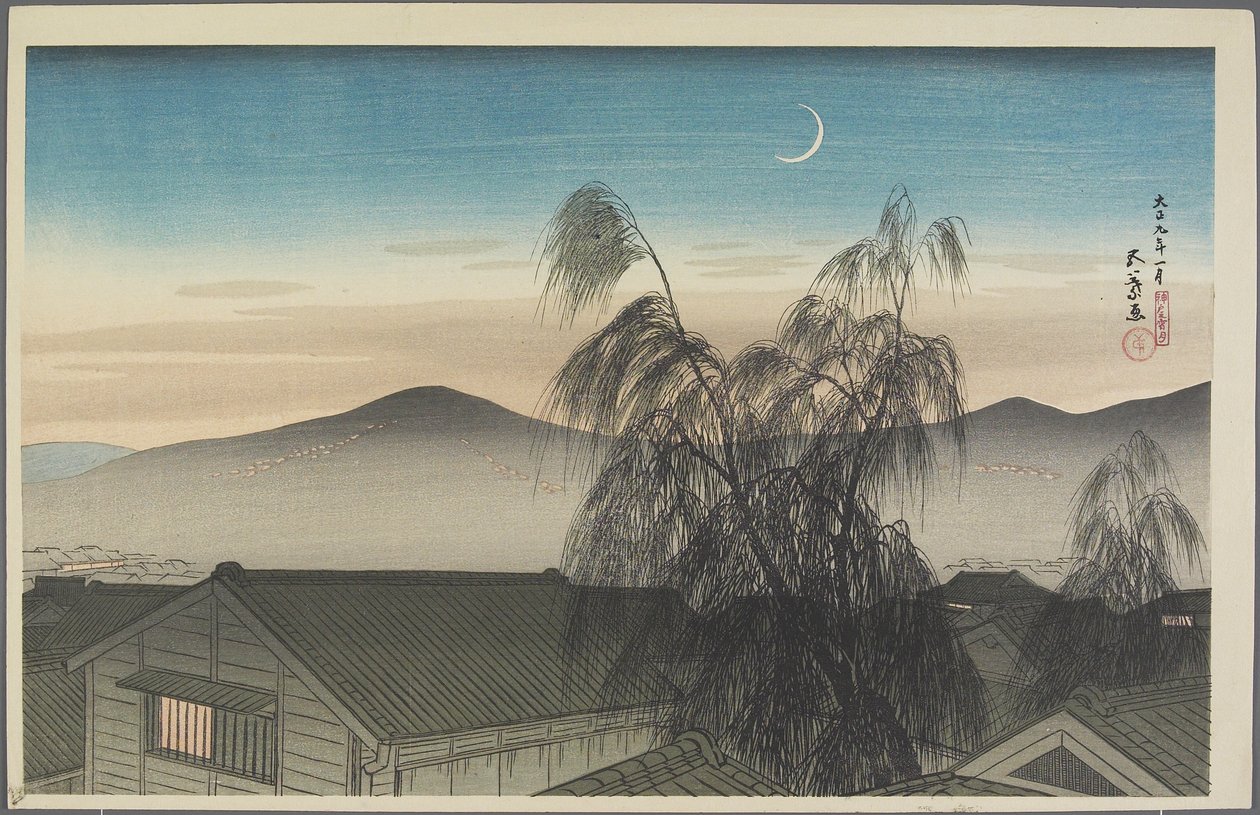 Luna della sera su Kobe, gennaio 1920 da Goyo Hashiguchi