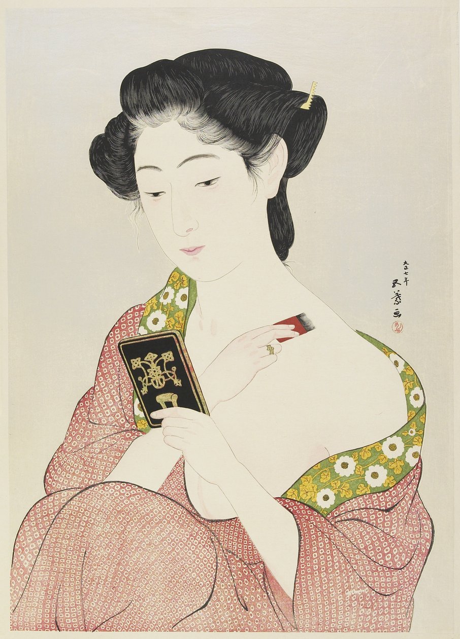 Donna che si trucca, 1918 da Goyo Hashiguchi