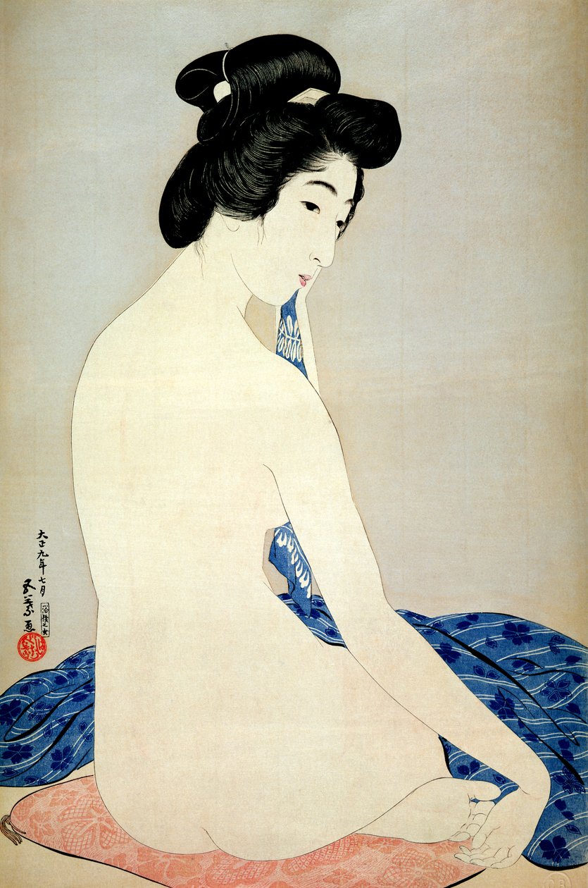 Donna dopo il bagno, pubblicato da Shosaburo Watanabe, 1920 da Goyo Hashiguchi
