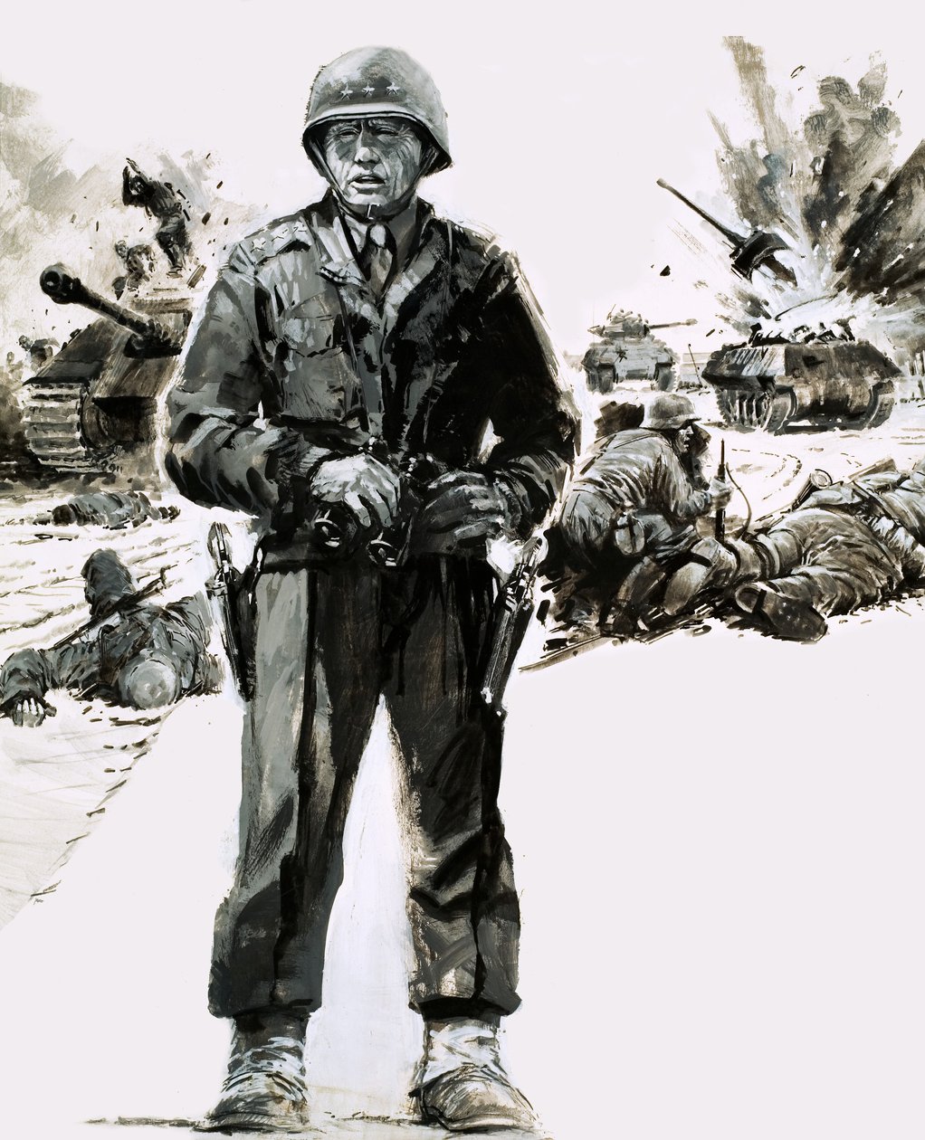 Generale George C. Patton (gouache su carta) da Graham Coton