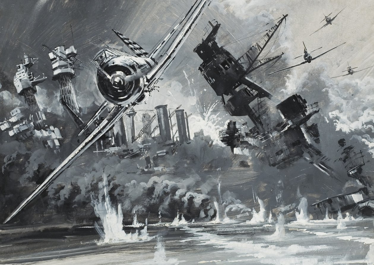 Pearl Harbour, 7 dicembre 1941 (gouache su carta) da Graham Coton