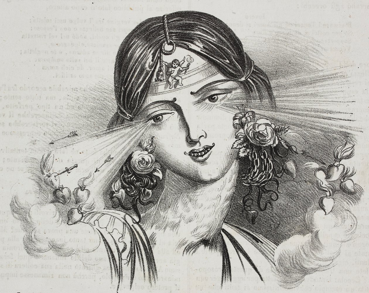 Bellezza femminile, caricatura di Jean-Jacques Grandville, litografia di Gaetano Riccio da Poliorama Pittoresco, n. 20, 24 dicembre da Grandville