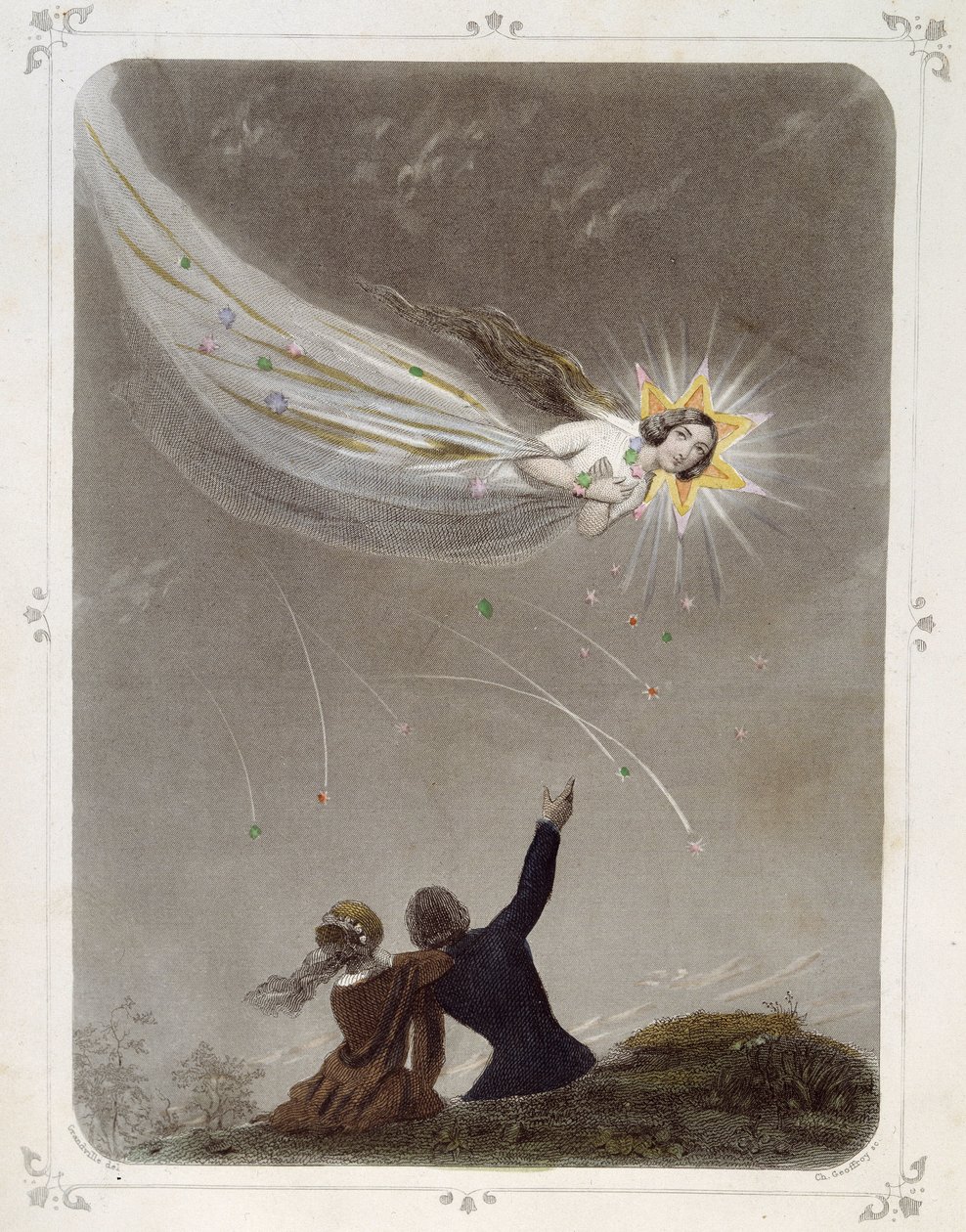 Stelle: Donna che rappresenta "La stella cadente" - di Grandville da Grandville