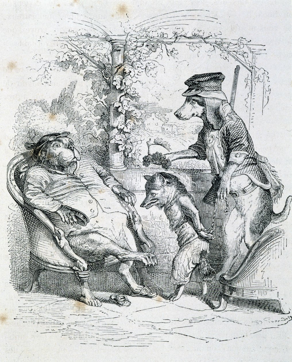 I due cani e la volpe Riffler - di Grandville da Grandville