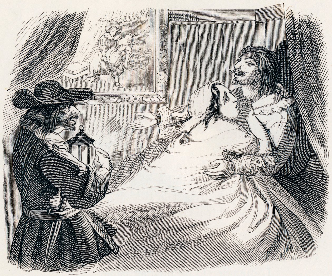 Il marito, la moglie e il ladro (Le mari, la femme et le voleur) - Favole di La Fontaine da Grandville