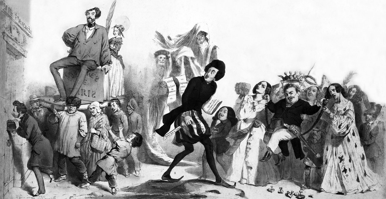 Scrittori romantici francesi (Alfred de Vigny, Victor Hugo, Alexandre Dumas padre, Honoré de Balzac) che vogliono entrare nell