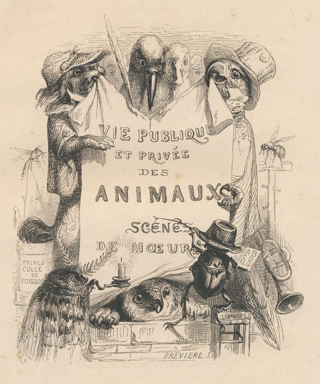 Frontespizio del libro "Scene della vita privata e pubblica degli animali". Parigi, J. Hetzel et Paulin da Grandville