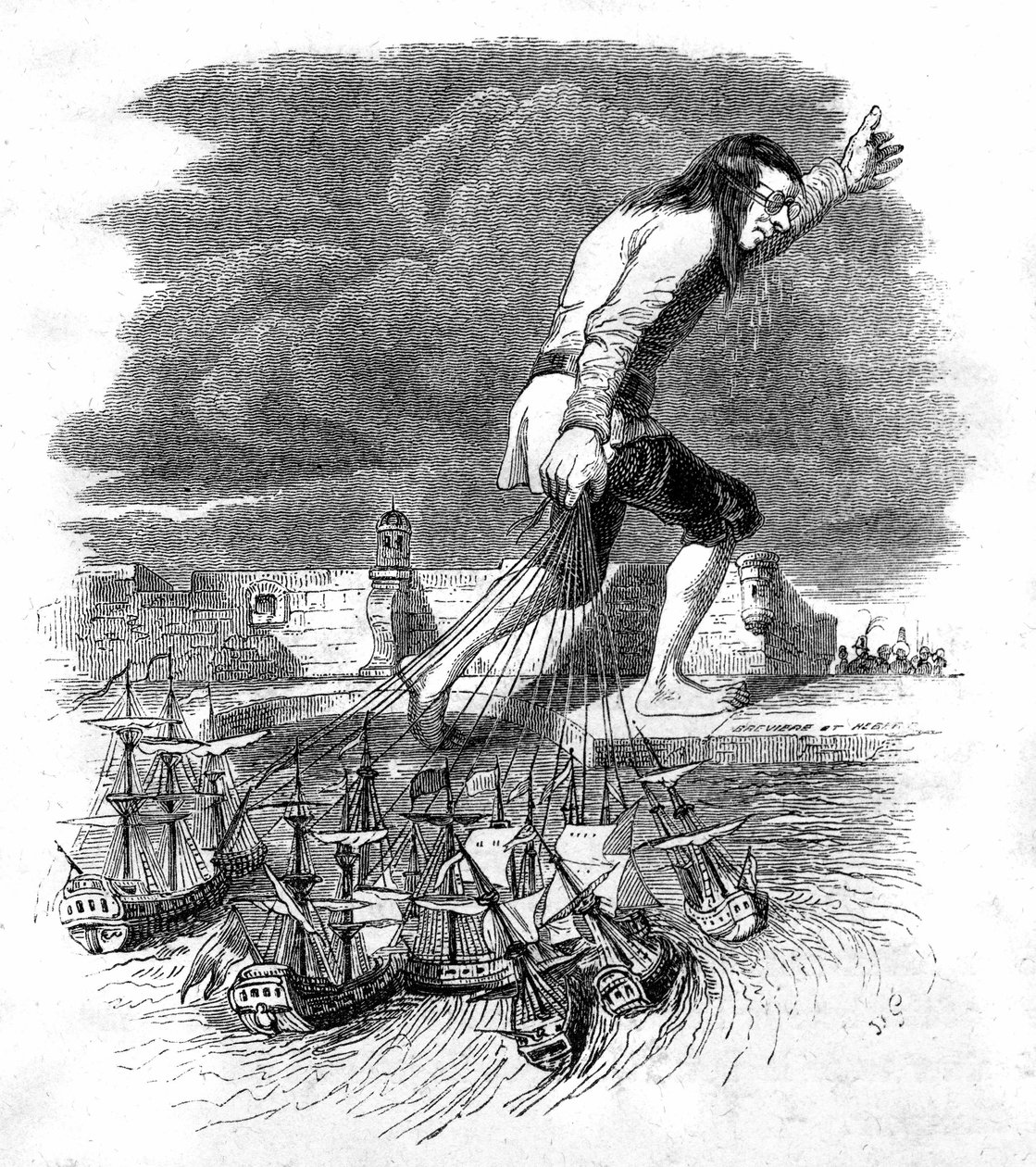 Illustrazione per I viaggi di Gulliver scritto da Jonathan Swift da Grandville (1803 47)