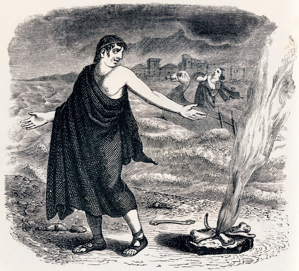Giove e il passeggero (Jupiter et le passager) - Favole di La Fontaine da Grandville
