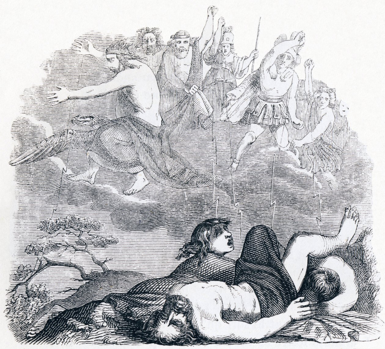Giove e i tuoni (Jupiter et les tonnerres) - Favole di La Fontaine da Grandville