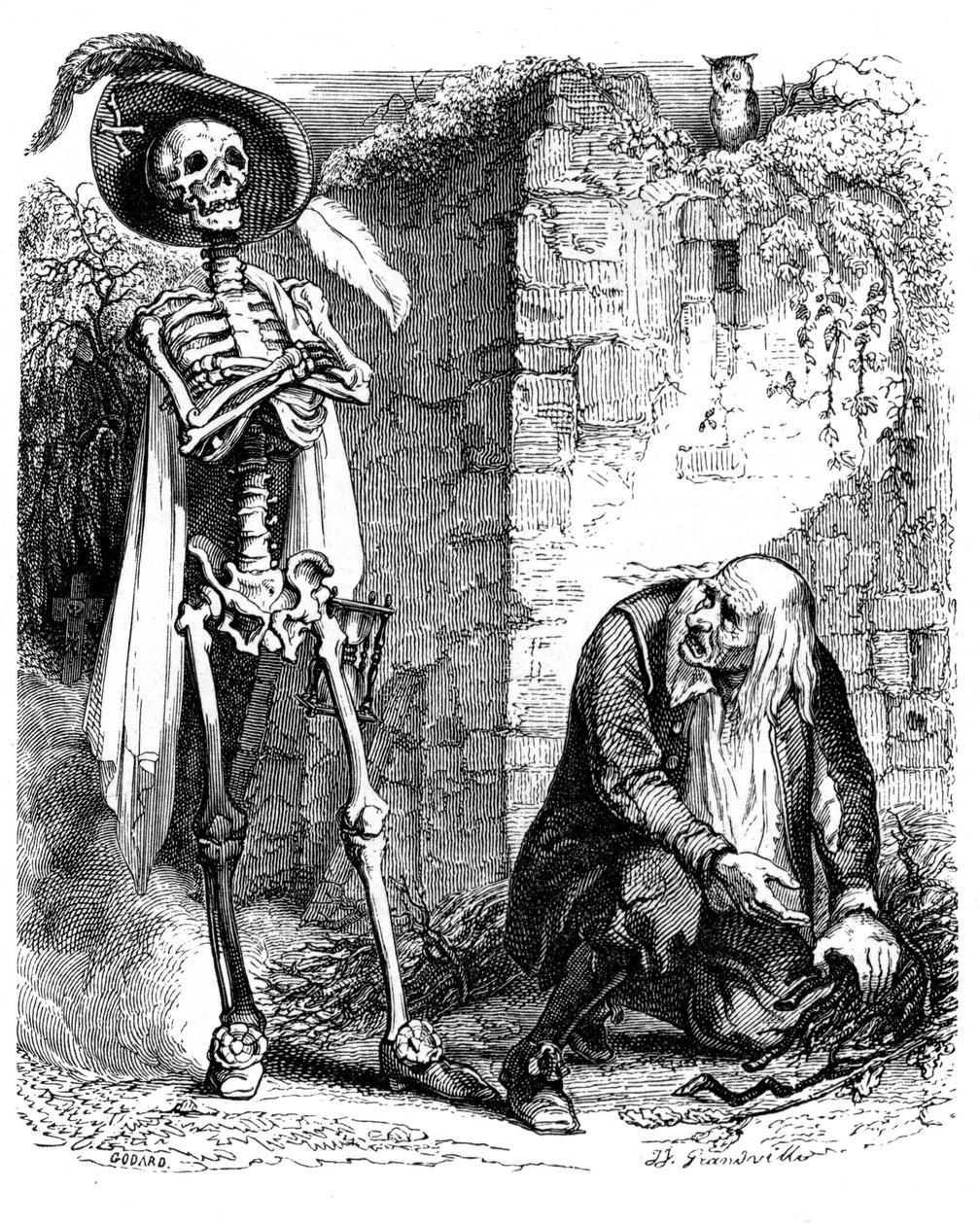 La Morte e il boscaiolo: favola di La Fontaine illustrata da Grandville. da Grandville (1803 47)