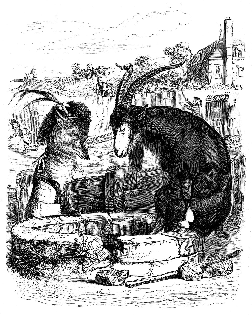 La volpe e la capra: favola di La Fontaine illustrata da Grandville da Grandville (1803 47)