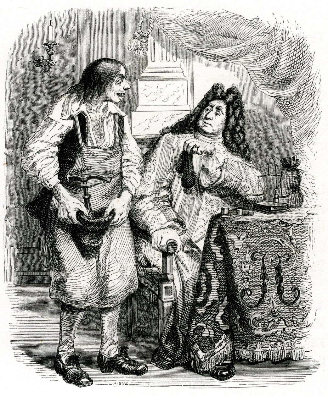 Le savetier et le financier: favola di La Fontaine illustrata da Grandville da Grandville (1803 47)