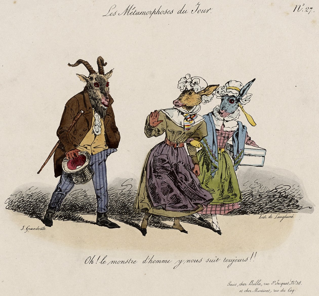 Le metamorfosi del giorno, n. 27 (litografia colorata a mano) da Grandville