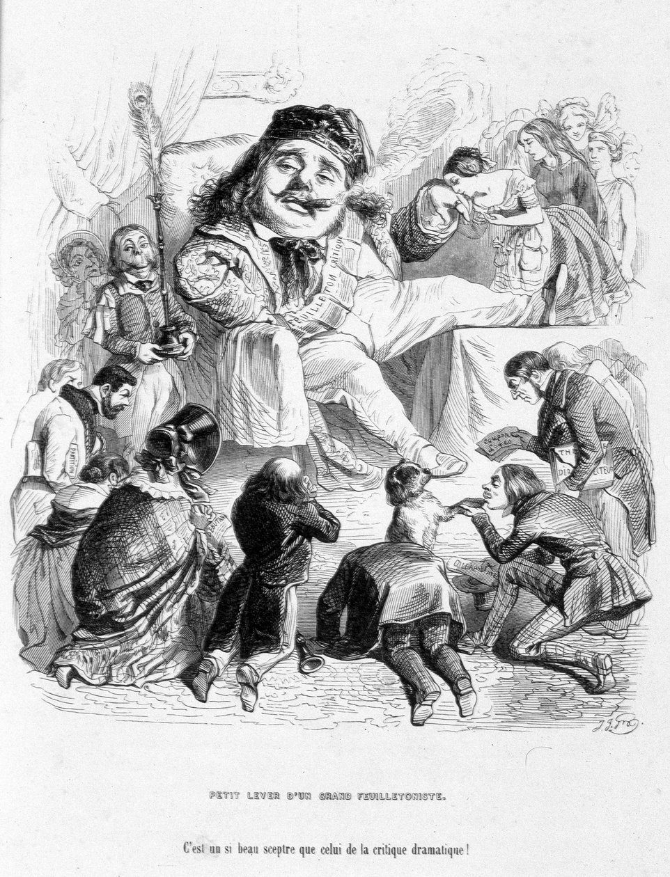 Deridere il potere di un critico drammatico. Caricatura in "Jérôme Paturot in cerca di una posizione sociale" di Louis Reybaud da Grandville
