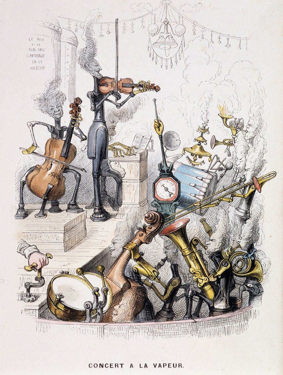 Musicisti trasformati in macchine e che danno un "Concerto a vapore" - in "Un altro mondo" di Grandville, fine XIX secolo da Grandville