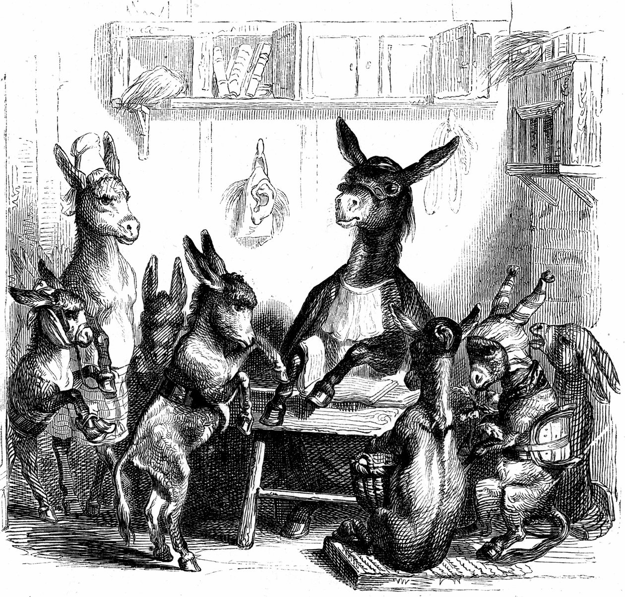 Scena da "Gli animali dipinti da loro stessi - Vita privata e pubblica degli animali" scritto da Balzac da Grandville (1803 47)