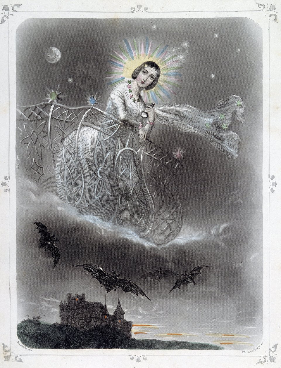 Stelle: Donna che rappresenta "La stella della sera" - di Grandville da Grandville