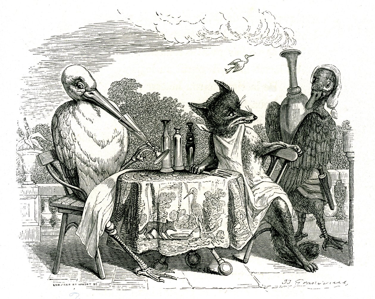 La volpe e la cicogna, illustrazione da 