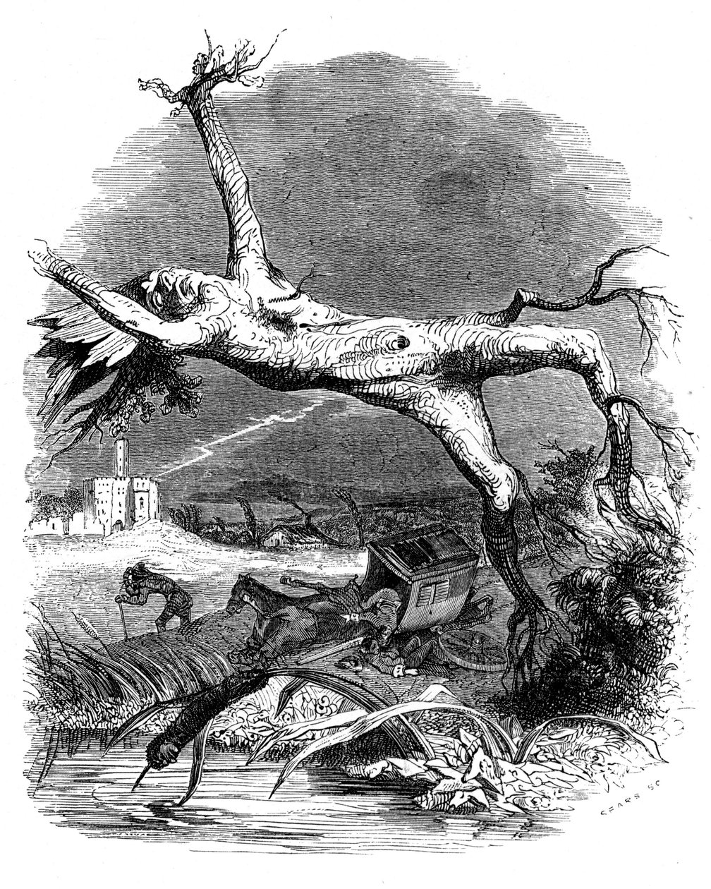 La quercia e la canna: favola di La Fontaine da Grandville (1803 47)