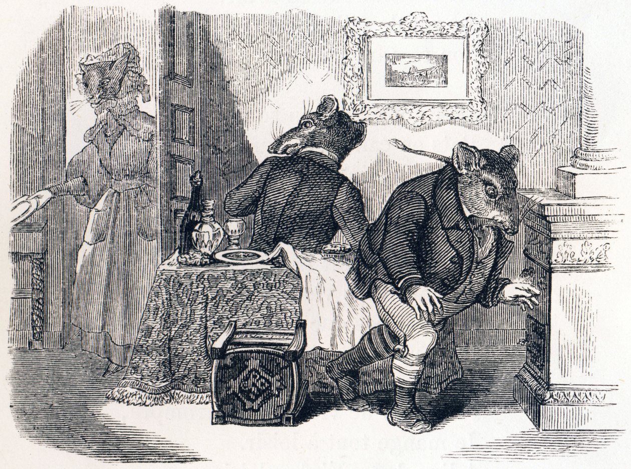 Il topo di città e il topo di campagna (Le rat de ville et le rat des champs) - Favole di La Fontaine da Grandville
