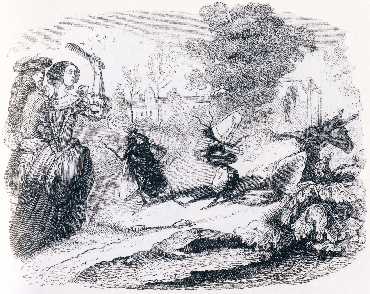 La mosca e la formica (La mouche et la fourmi) - Favole di La Fontaine da Grandville