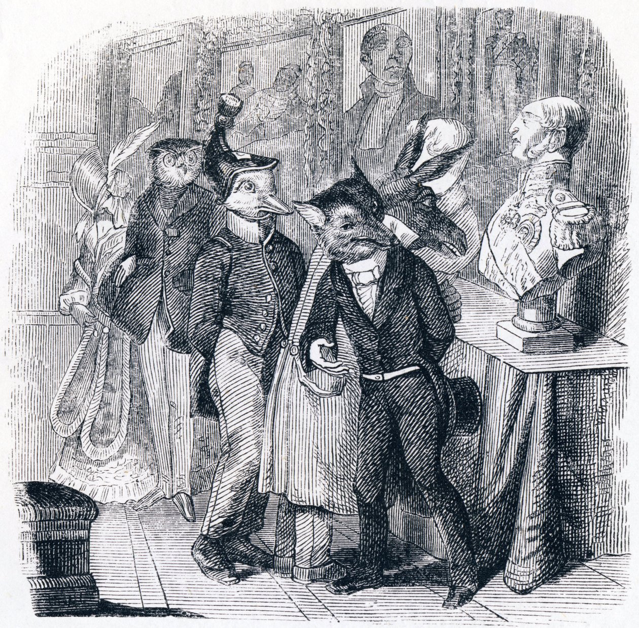 La volpe e il busto - Favole di La Fontaine da Grandville