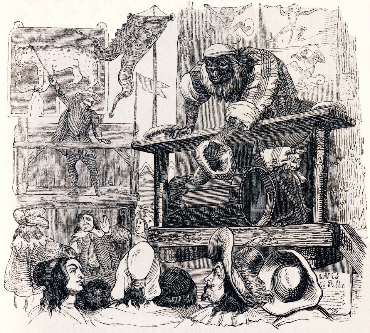 La scimmia e il leopardo - Favole di La Fontaine da Grandville