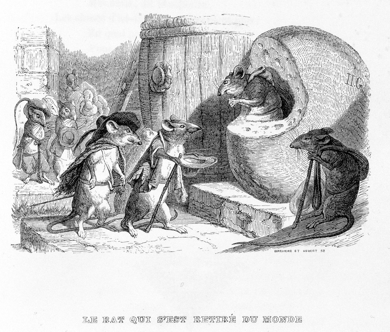 Il topo che si ritirò dal mondo - in "Favole" di La Fontaine, ill. di Grandville da Grandville