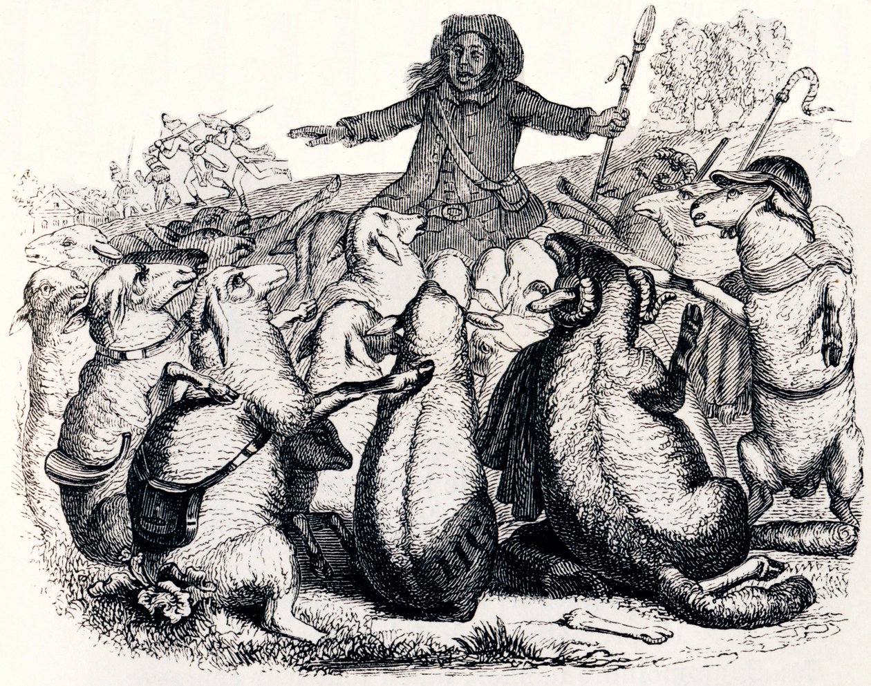 Il pastore e il suo gregge - Favole di La Fontaine da Grandville
