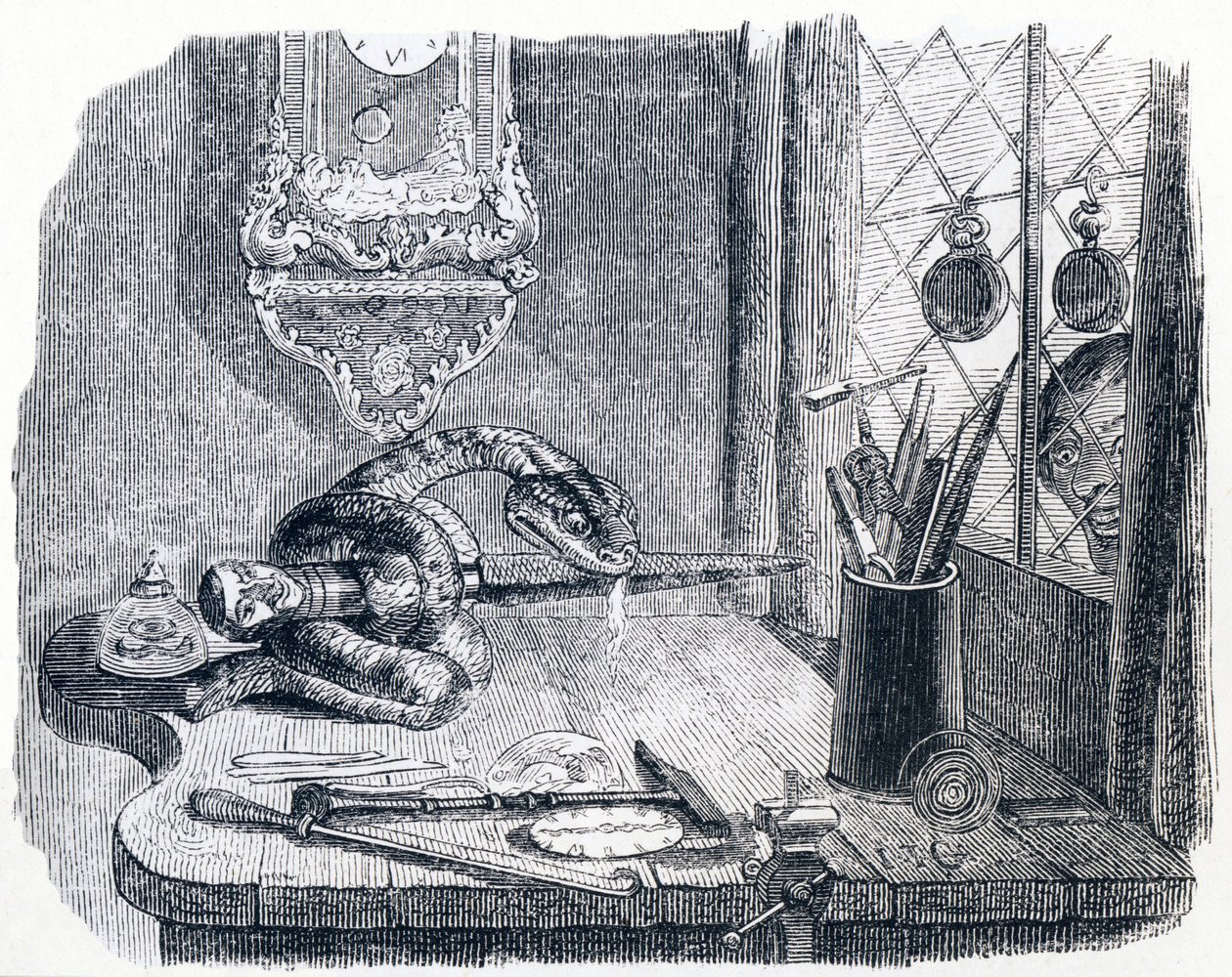 Il serpente e la lima - Favole di La Fontaine da Grandville