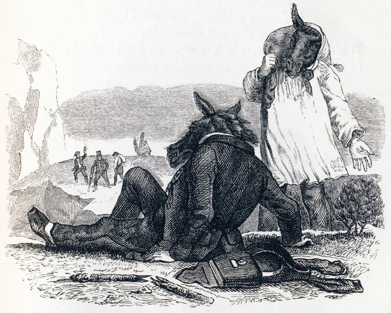 I due muli (Les deux mulets) - Favole di La Fontaine da Grandville
