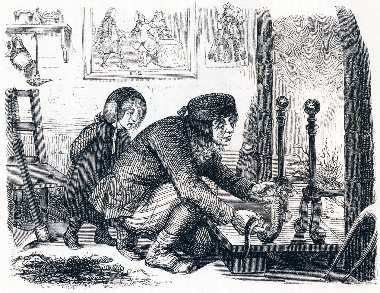 Il villano e il serpente - Favole di La Fontaine da Grandville