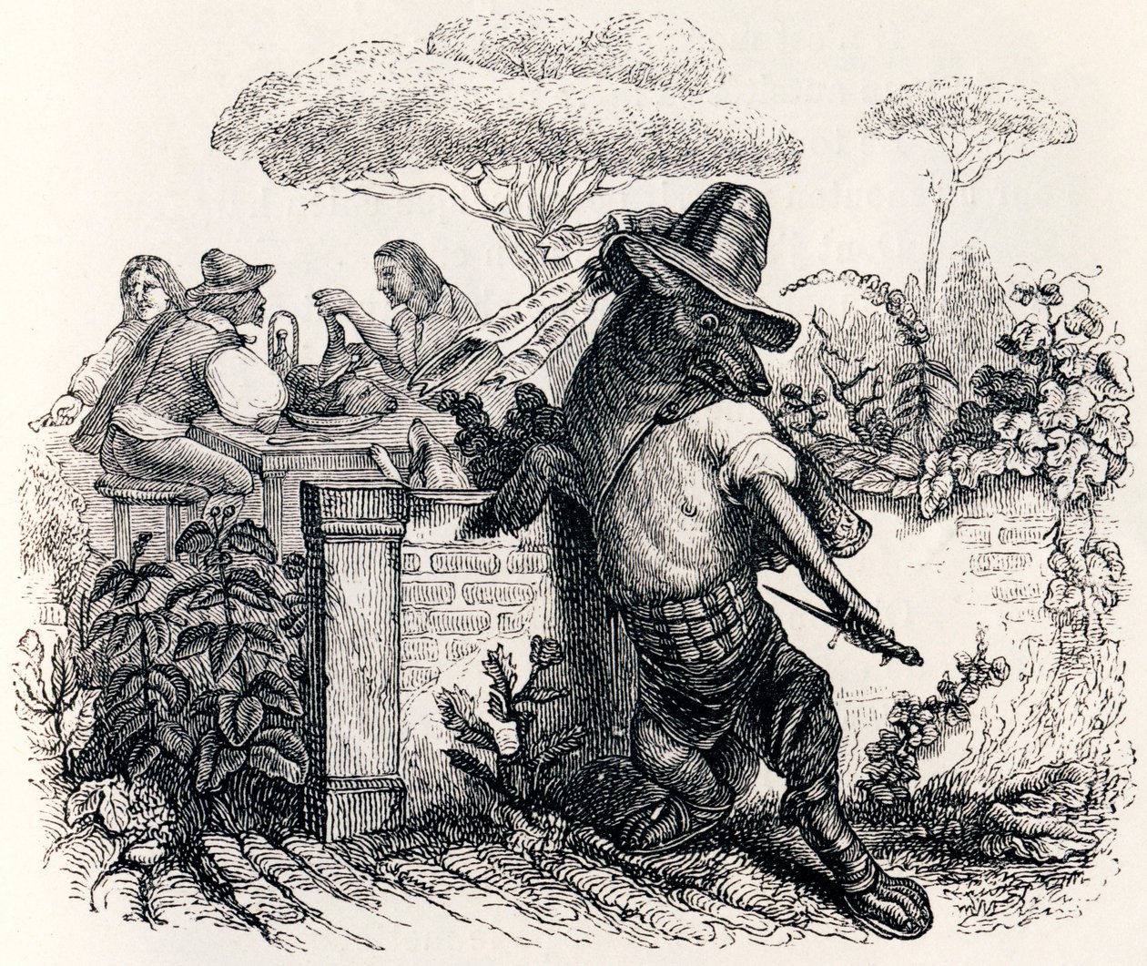 Il lupo e i pastori (Le loup et les bergers) - Favole di La Fontaine da Grandville